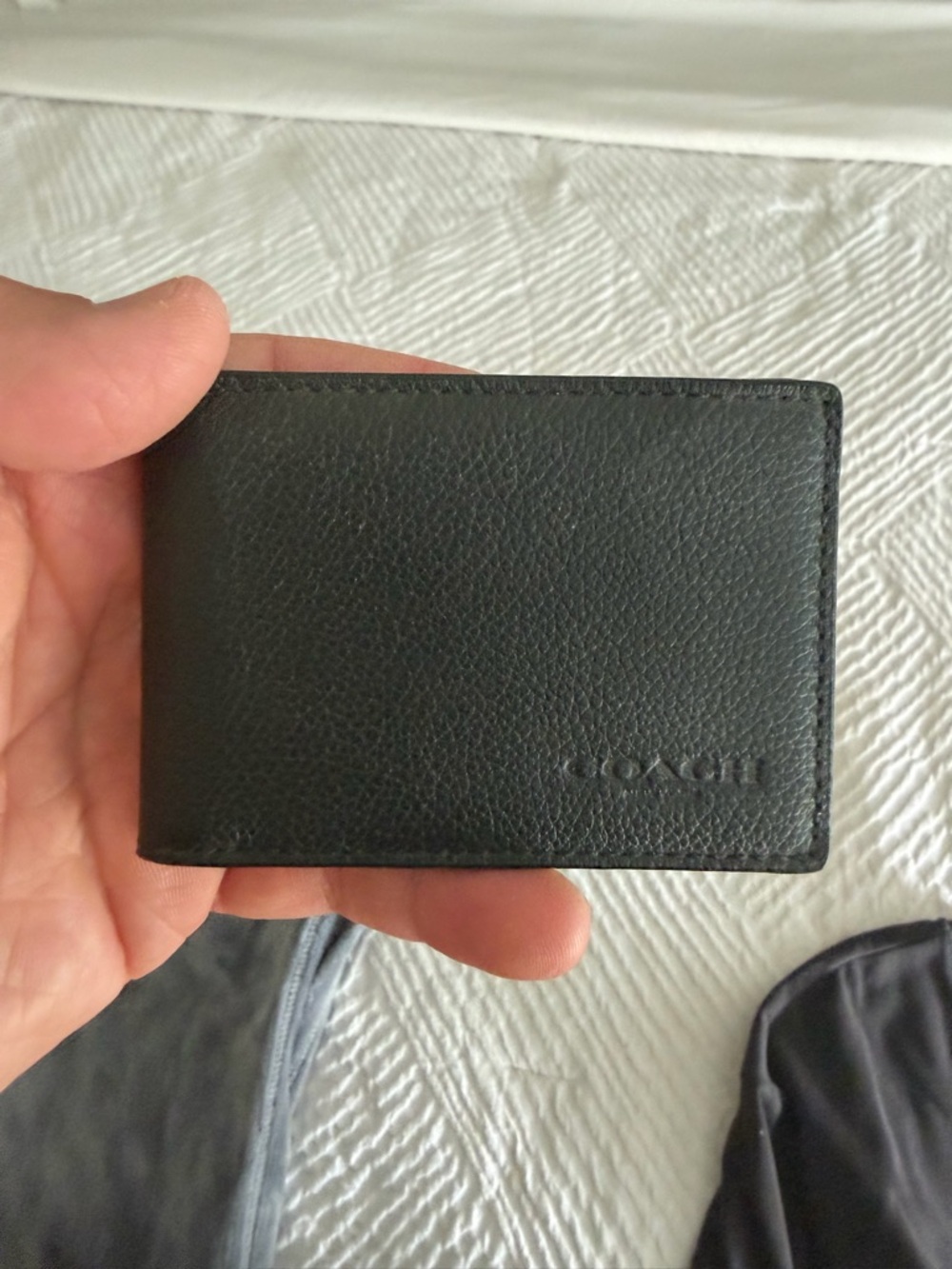 Coach Men's Black Pebbled Leather Bifold Wallet